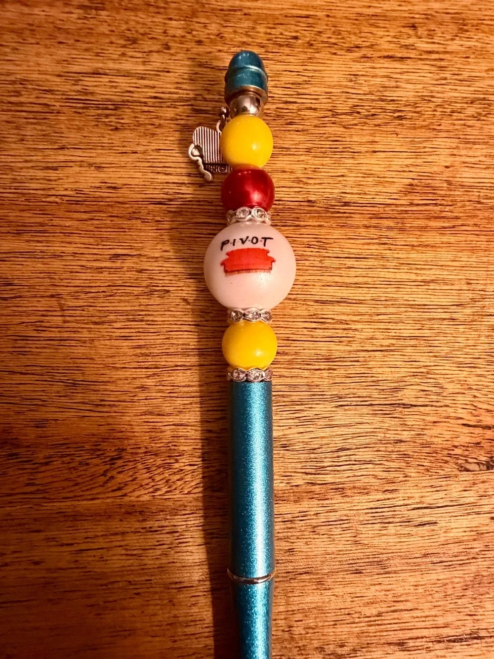 Pivot Bead Pen in Bright Yellow, Red & Teal Accents with Couch charm